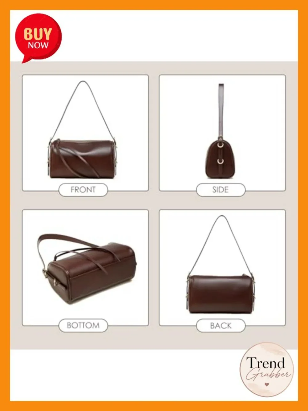 Genuine Leather Hobo Crossbody Shoulder Bag with Adjustable Strap, Zip Closure